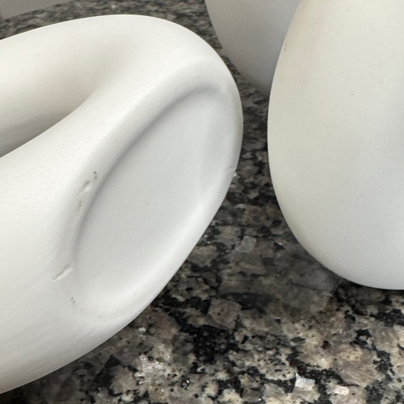 White Ceramic Ring Vases - Set of 3 - Picture 6 of 14
